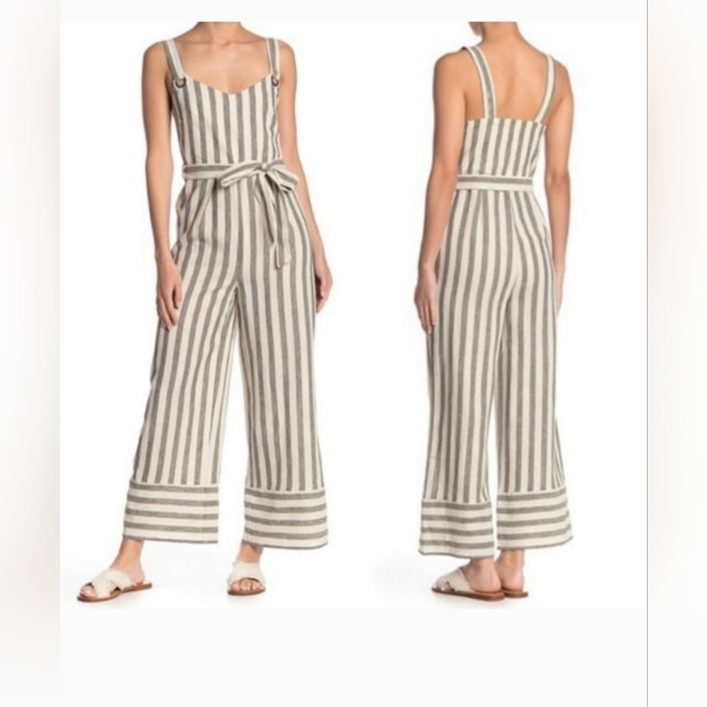 ROMEO & JULIET Striped Linen Jumpsuit EUC Size M - Picture 2 of 10